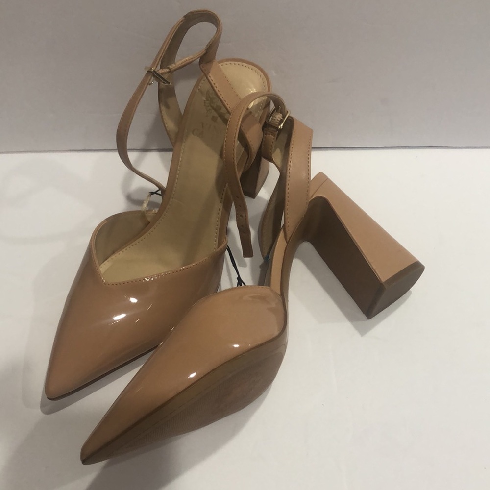 Vince Camuto Ambrei tan‎ patent block heel Sandal heels size 10 brand new - Picture 4 of 15